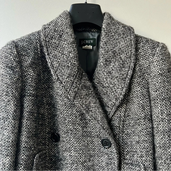 JCrew Tweed Town Double Breasted Peacoat Jacket Wool Blend - Grey - Size 0 - Picture 4 of 10